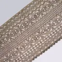 Geometric Design Fancy Metallic Yarn Lace Embellished with Stones, Pearl & Sequence