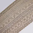 Fancy Metallic Yarn Sequence, Pearl & Glass Beads Accent Lace