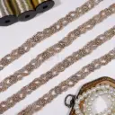 Floral Design Pearl & Glass Beads Accent Fancy Metallic Yarn Lace