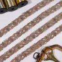 Leaf & Floral Design Fancy Metallic Yarn Lace with Glass Beads & Sequence