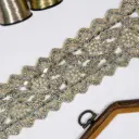 Decorative Rhinestone & Pearl Accent Fancy Metallic Yarn Lace