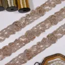 Fancy Metallic Yarn Lace Embellished with Pearl & Glass Beads