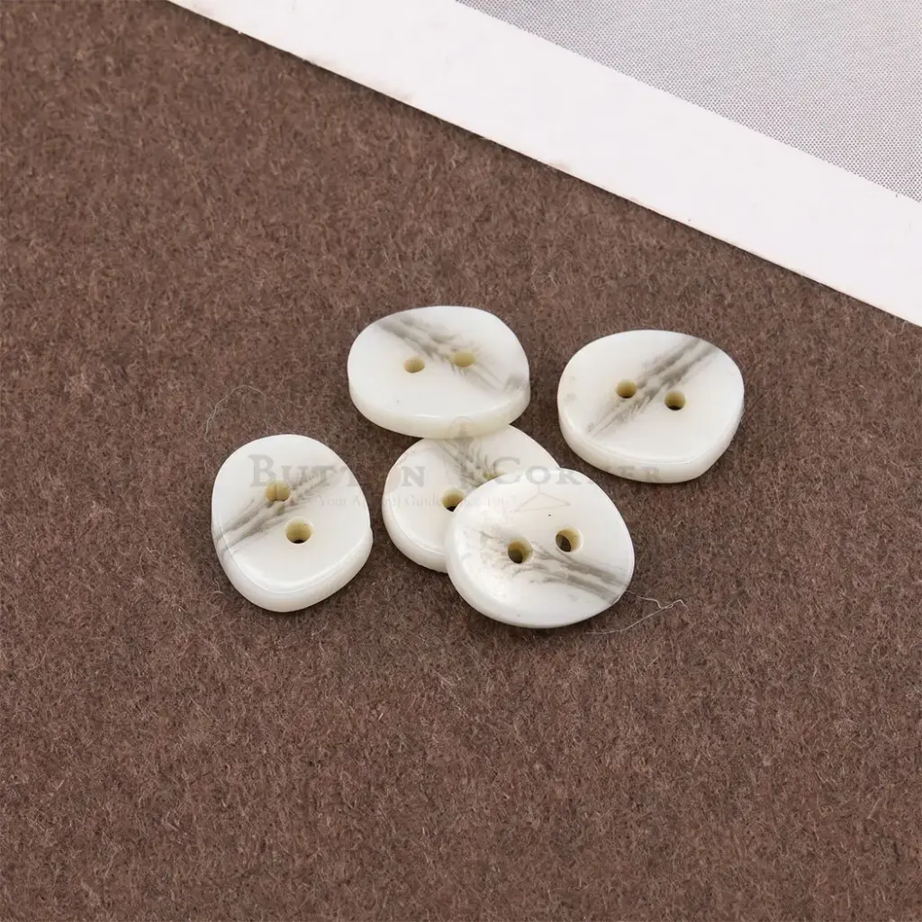 Subtle Line Art Pattern Irregular Shape 2 Hole Polyester Button