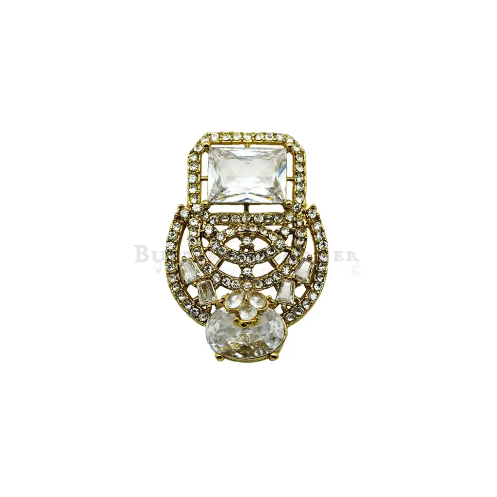 Vintage Arch Design Embellished with Rhinestones Fancy Kundan Button