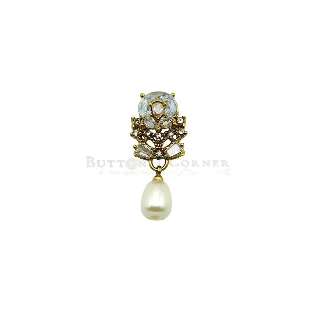 Decorative Rhinestone Accent with Kanging Dangle Fancy Kundan Button