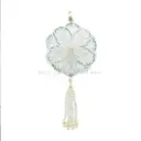 Organza Flower Tassel with Sequence Border & Pearl Beads Hanging