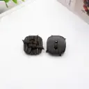 Square Shape Solid Wooden Lining Texture Button with Leather Knot 