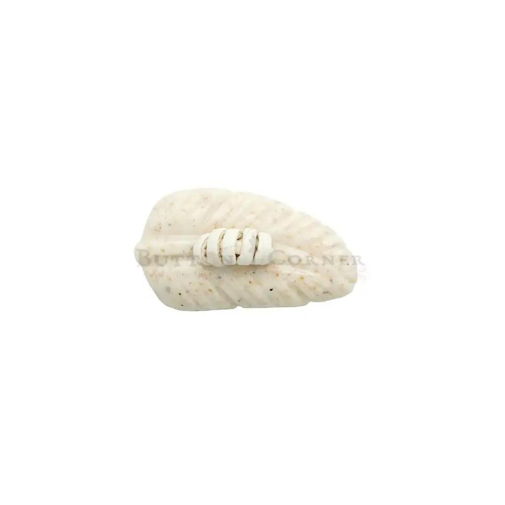 Textured Leaf Design Button with Leather Knot