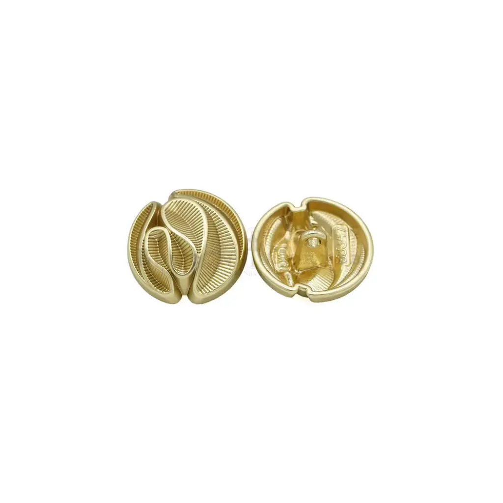 Abstract Swirl, Ribbed Textured, Wave Design Metal Suiting Button