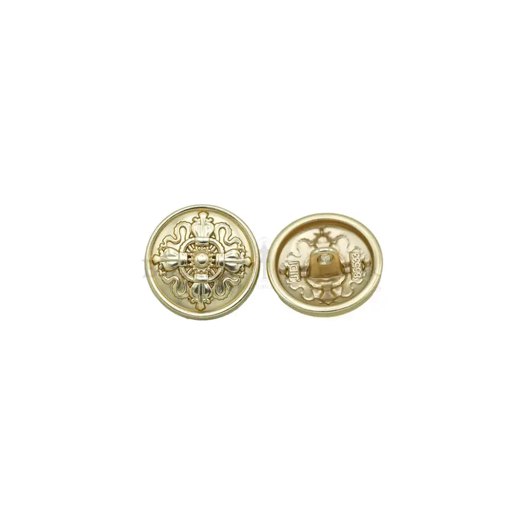 Ornate, Embossed Medallion Design with Intricate Scrollwork Metal Suiting Button