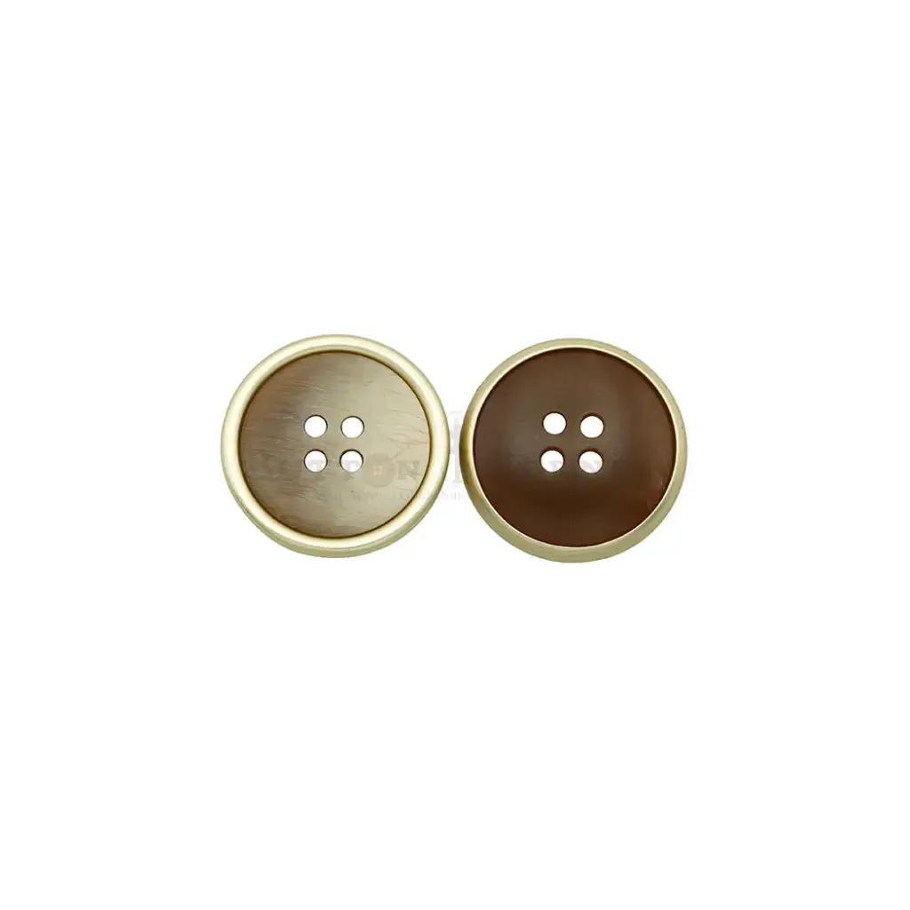 Light Gold Plated Raised Brass Rim with Fade Textured Surface 4-Hole Suiting Button