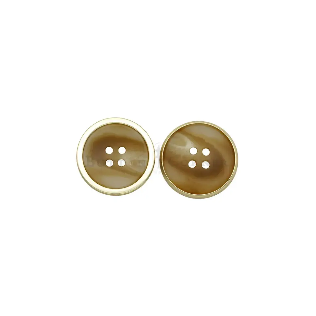 Light Gold Plated Brass Rim Marble Textured 4-Hole Suiting Button