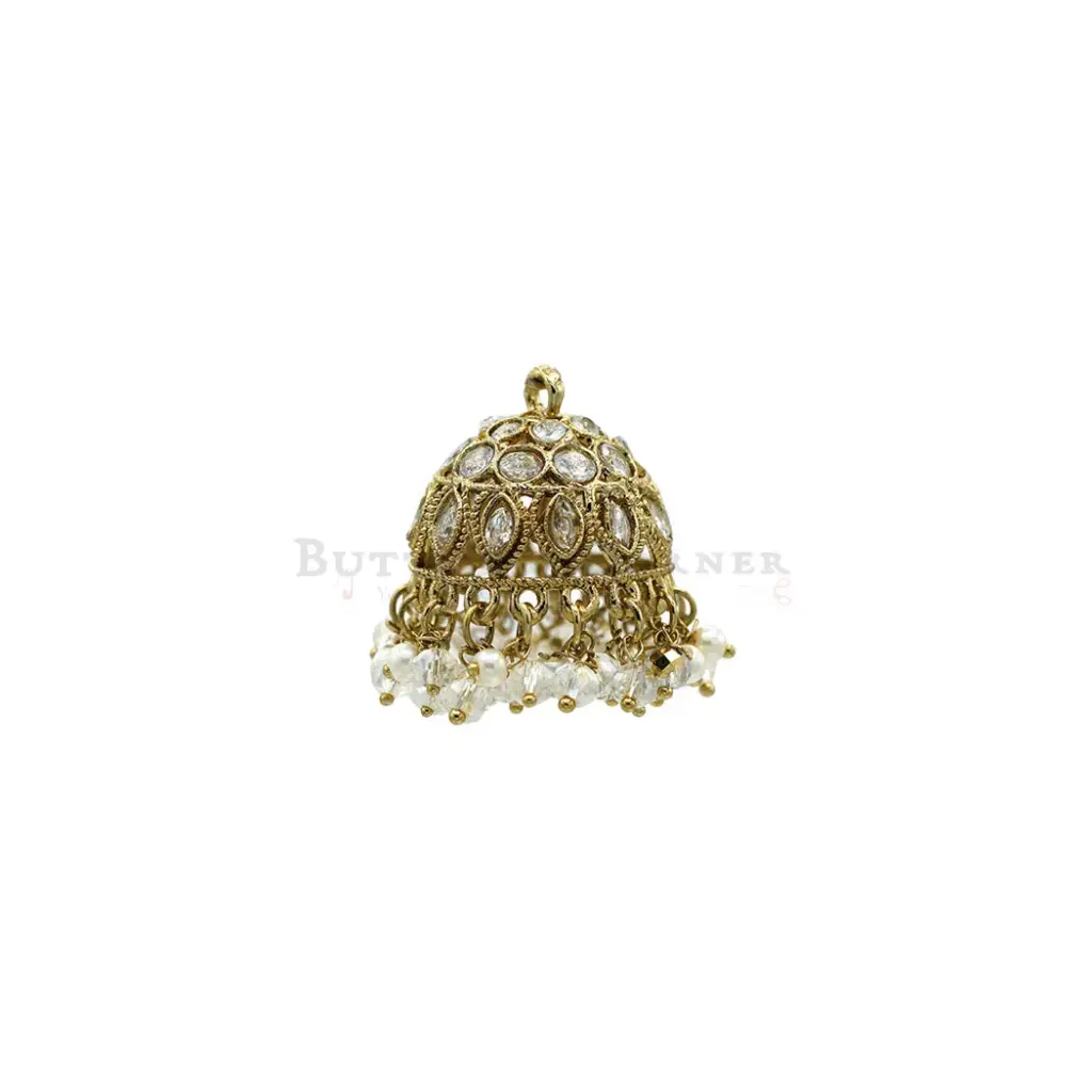 Pearl Dangles & Decorative Rhinestones Fancy Meenakaar Hanging Button