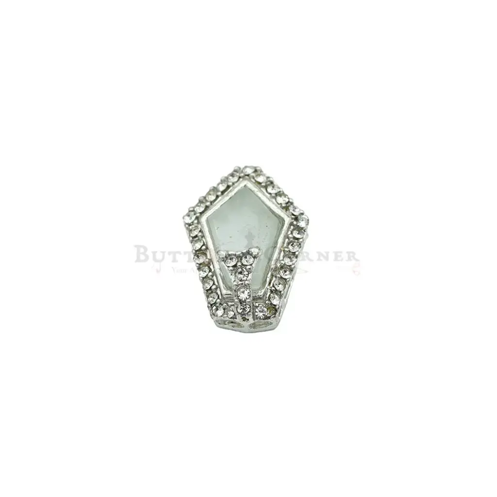 Nontoxic White Plated Irregular Shape Fancy Rhinestones Embellished Meenakaari Button