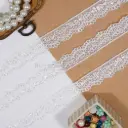 Leaf Pattern with Scallop Border with Sequece & Organza Accent Fancy Lace