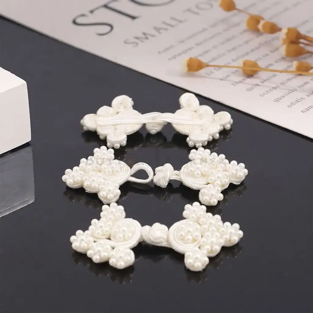 Decorative Floral Pearl Design Hand-Crafted Button