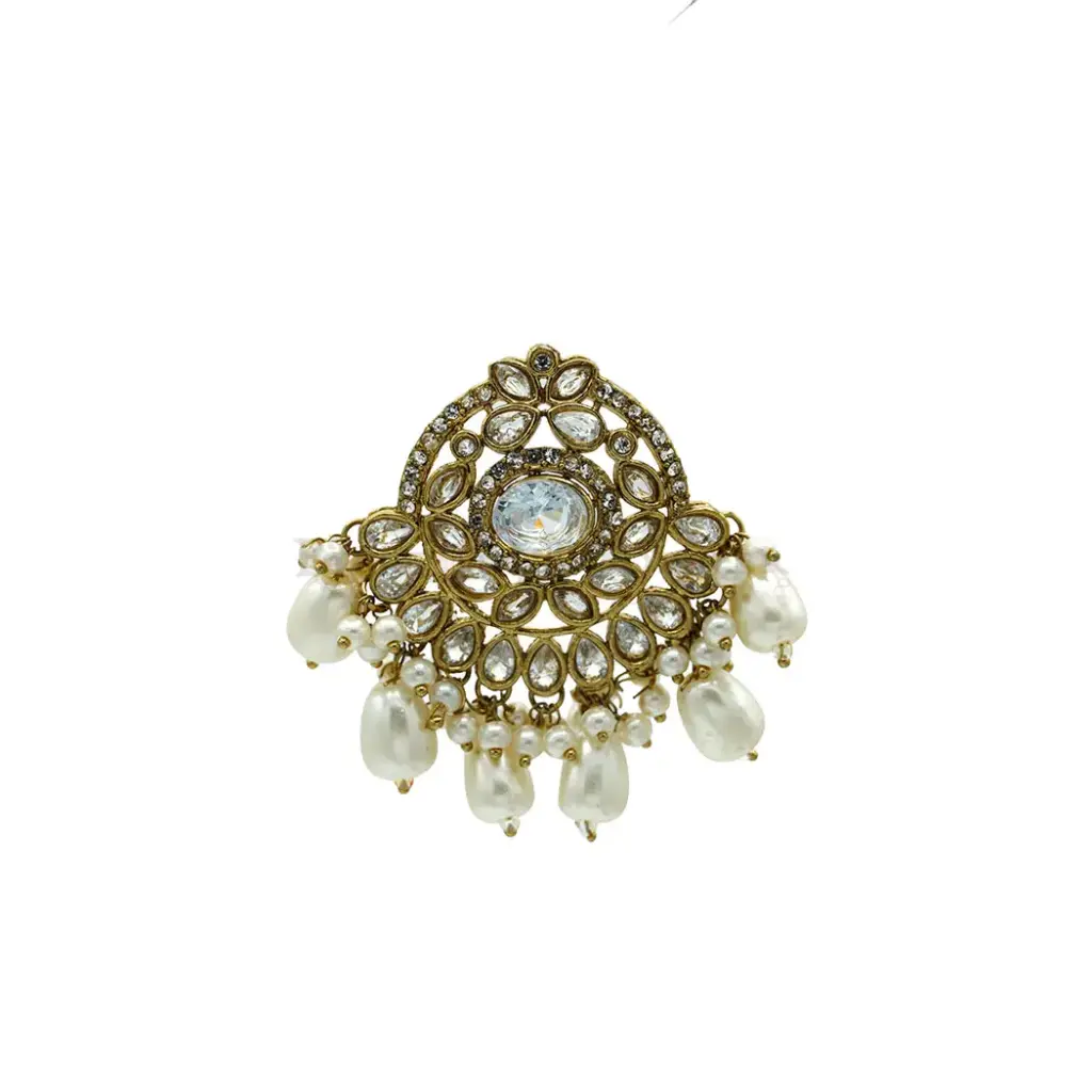 Pearl Dangles Meenakari Hanging Button Embellished with Decorative Rhinestones