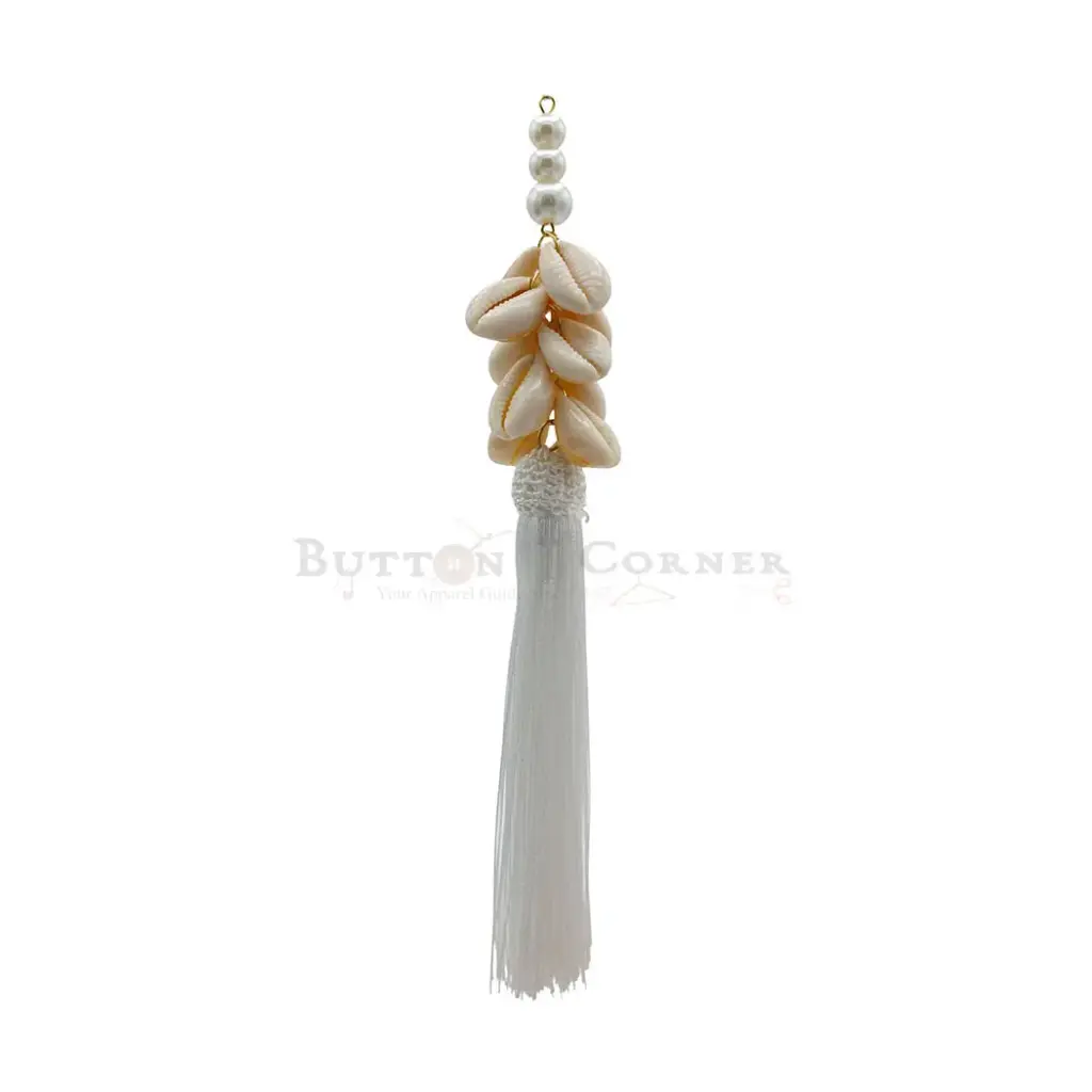 Decorative Pearl & Seashell Embellishment Tassle with Crochet Head Dangle