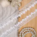 One Side Border Shuttle Lace with Pearl Embellishment