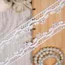 One Side Border Shuttle Lace with Pearl Embellishment