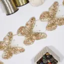 Decorative Butterfly Design Fancy Lace Embellished with Pearl, Sequence & Glass Beads