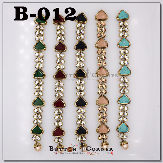 Fancy Leave Shape Kundan Button Patti