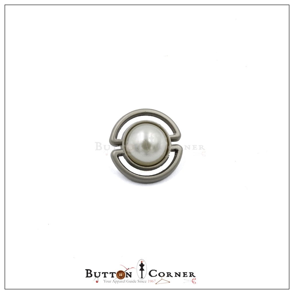 Double Border Pearl Metal Button