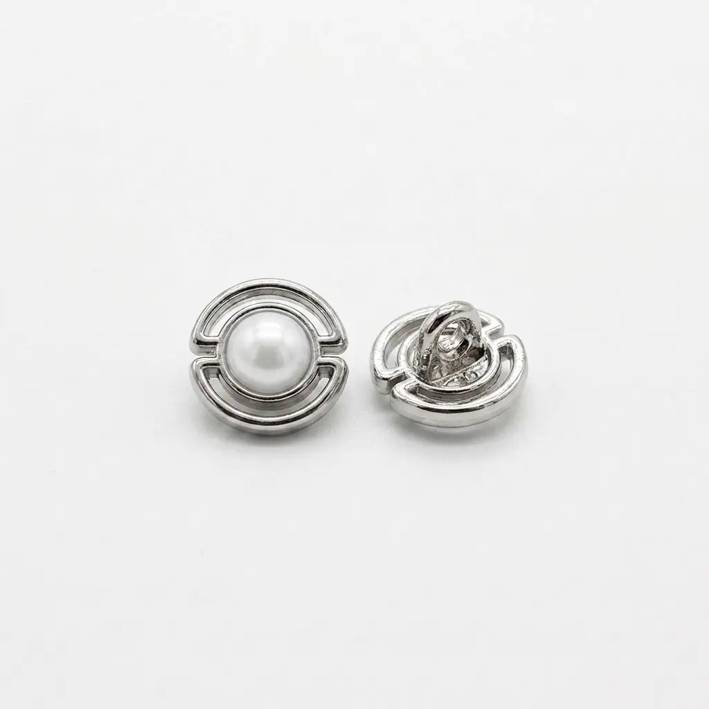 Double Border Pearl Metal Button