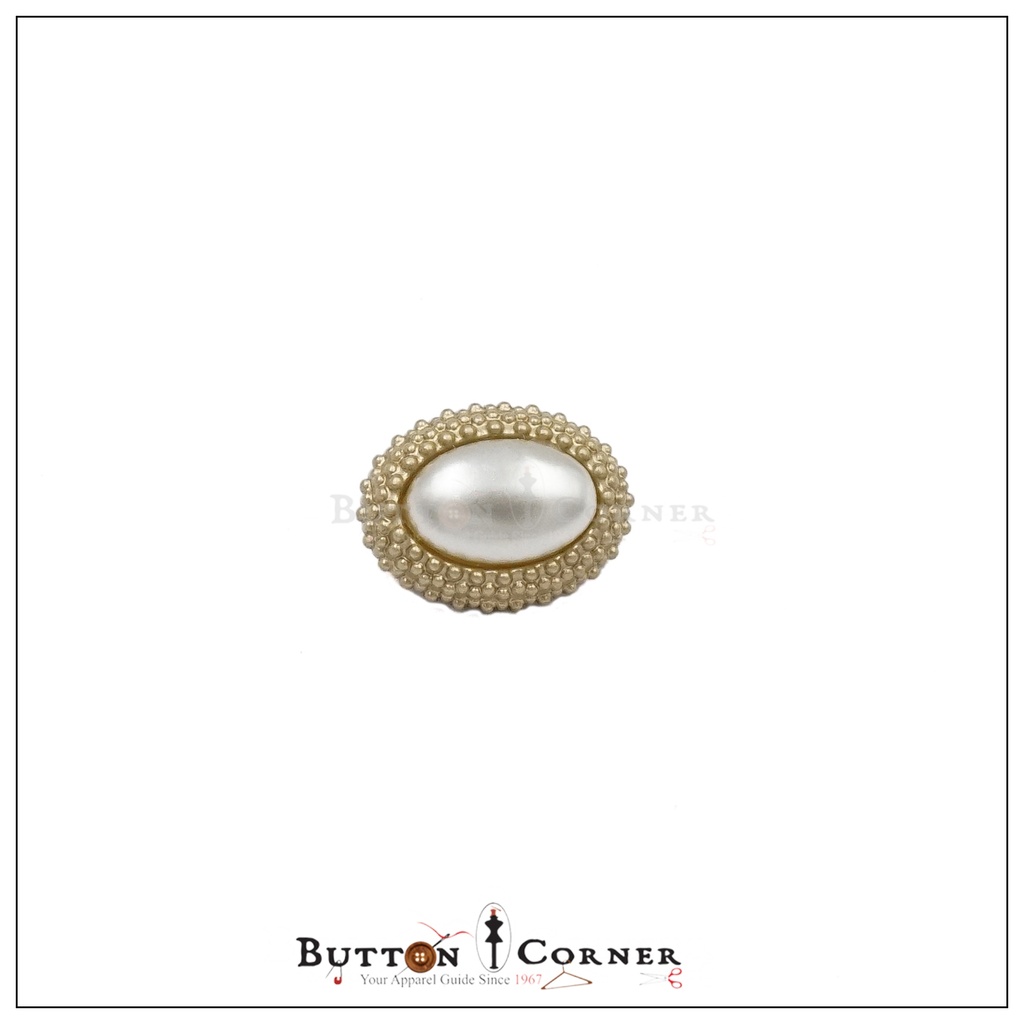 Oval Shape Pearl Metal Button