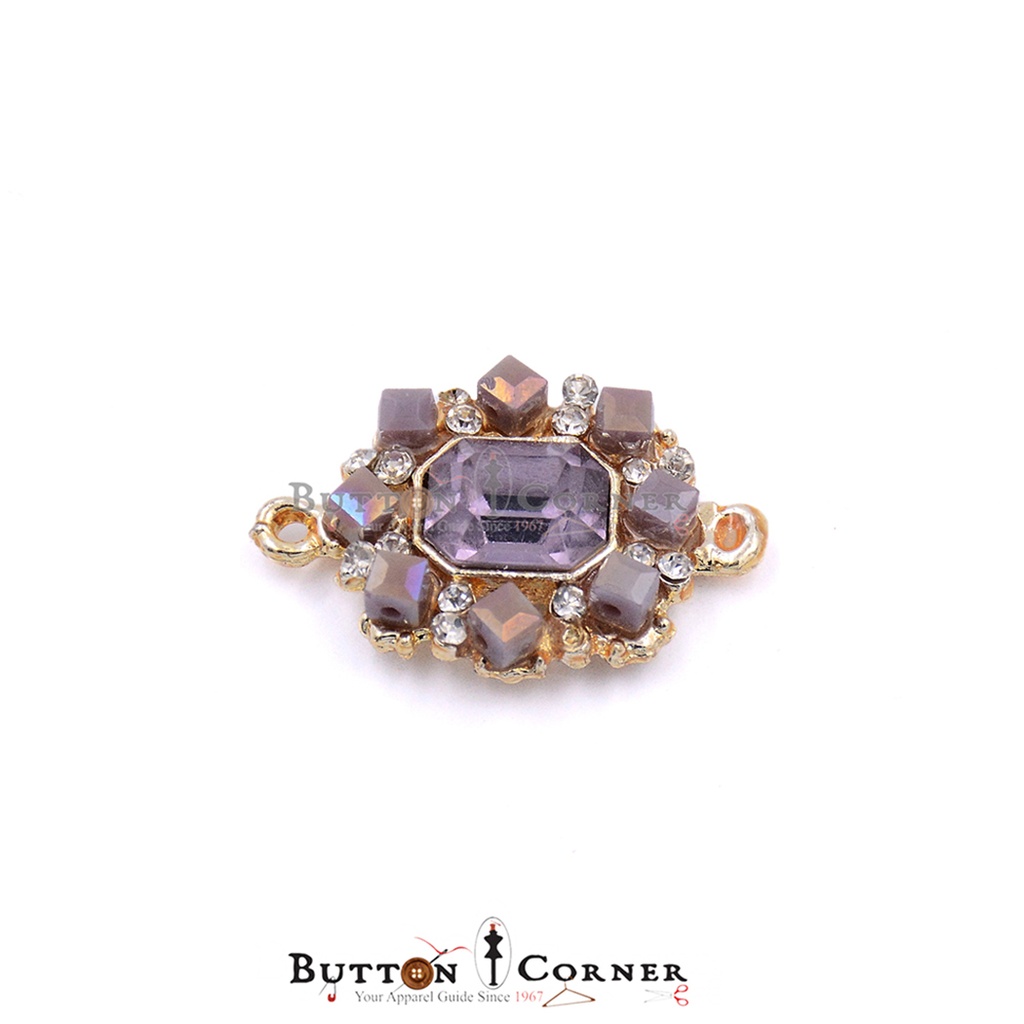 Double Hook Crystals Fancy Button
