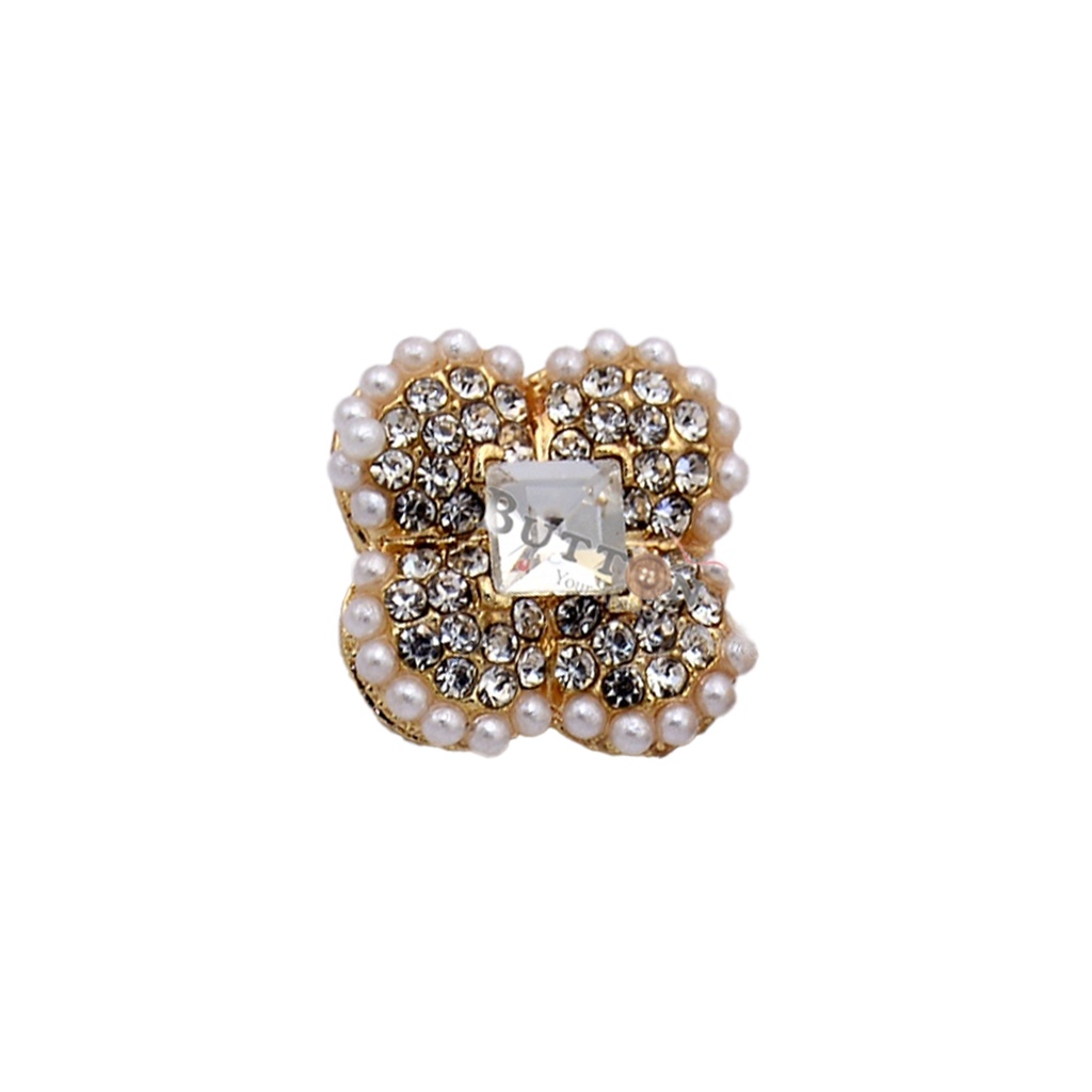 Crystals & Pearl Design Fancy Button