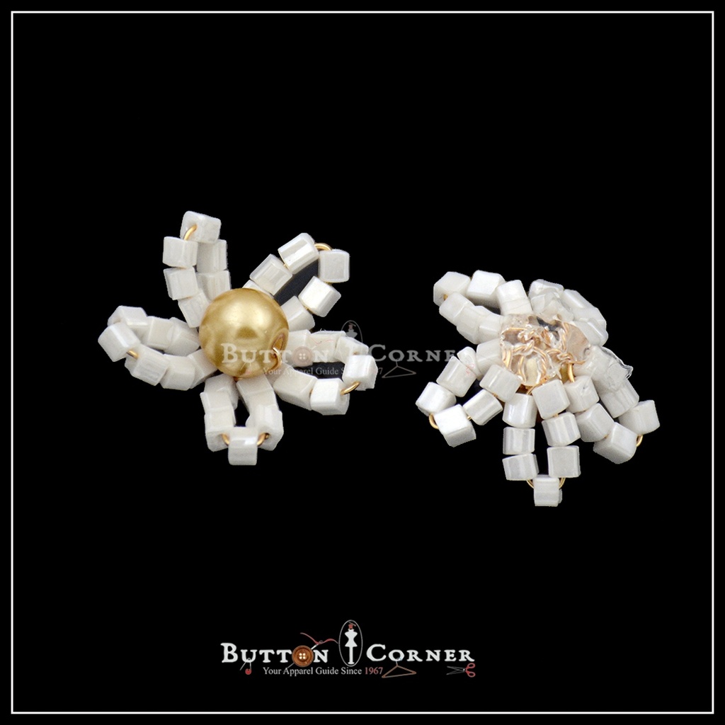 Hand Made Glass Beads Flower Button