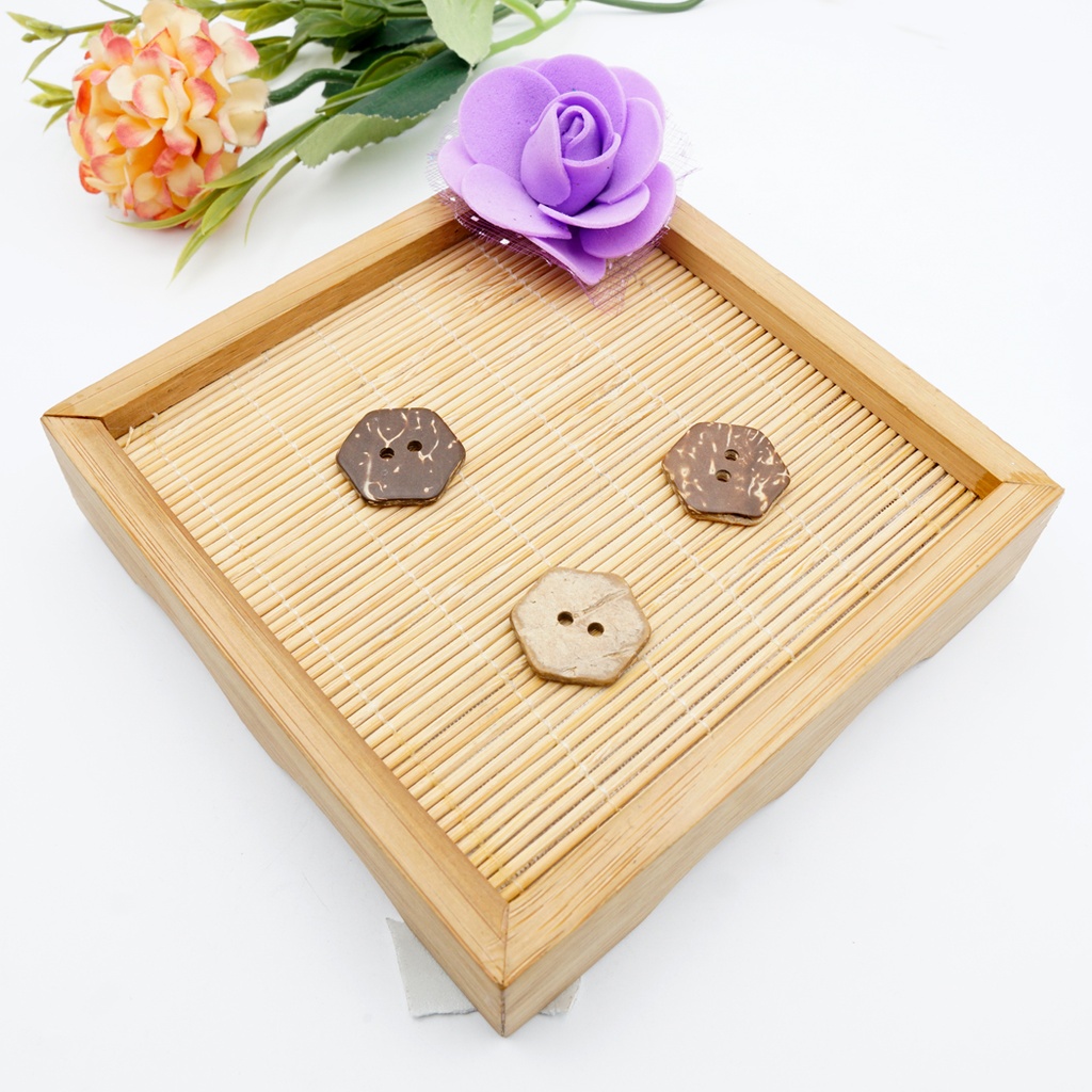 Hexagon Shape 2 Hole Coconut Button