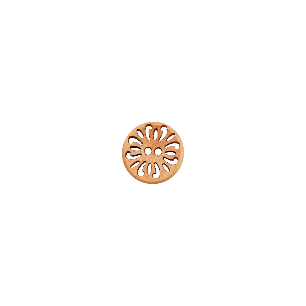 Flower Filigree Cutwork Design 2-Hole Wooden Button