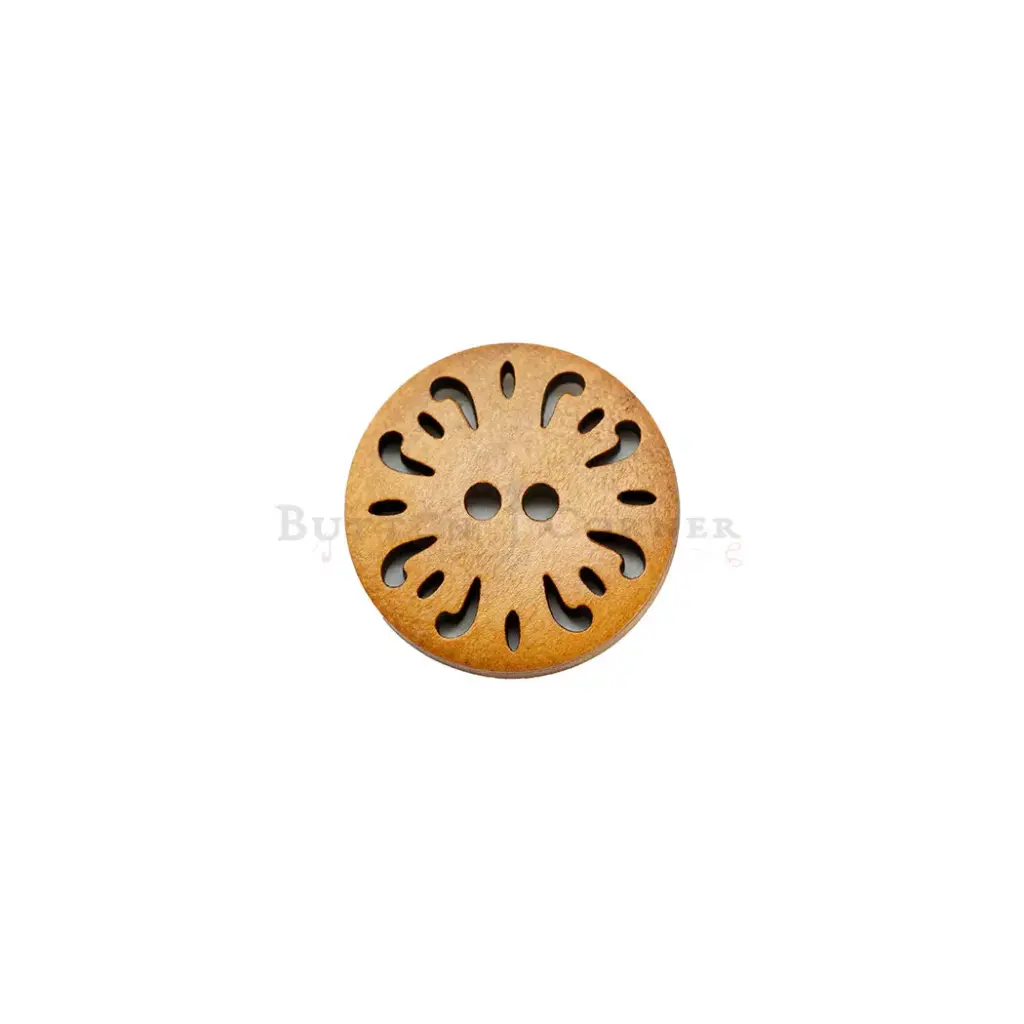 Flower Filigree Cutwork Design 4-Hole Wooden Button
