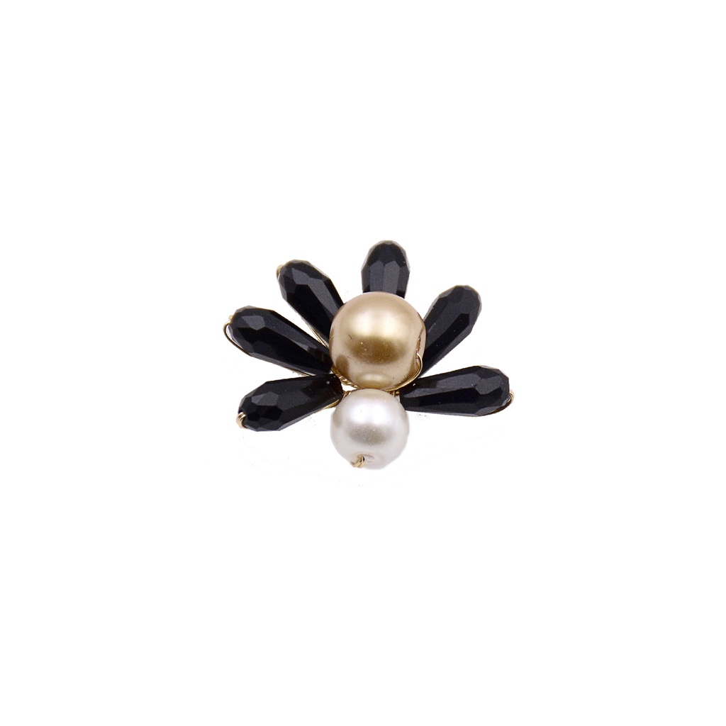Pearl & Crystal Flower Shape Fanacy Button