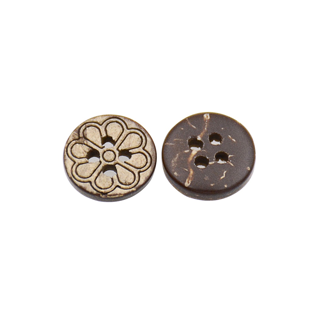 Flower Design 4 Hole Coconut Button