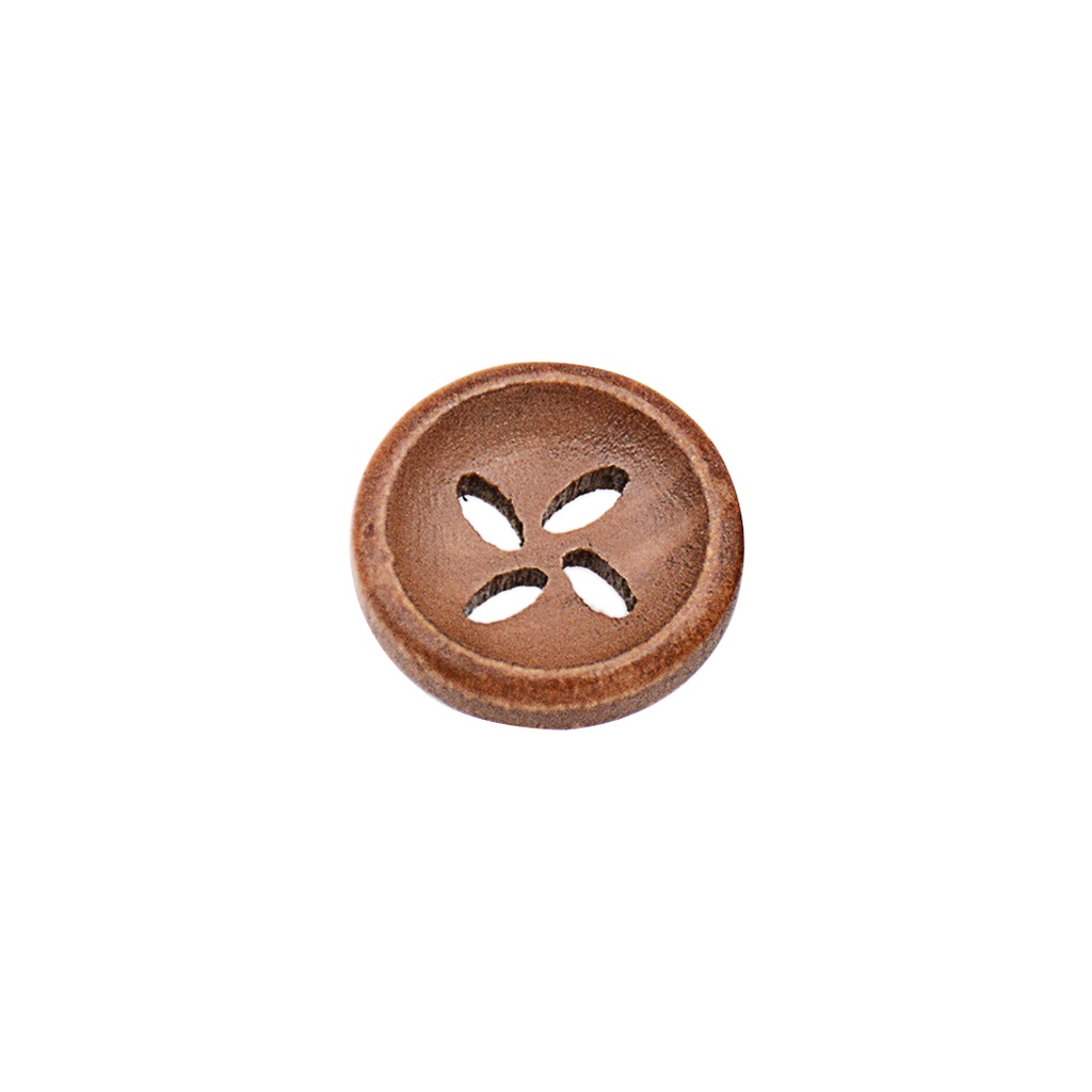 Deep Hole Leaf Design Wood Button