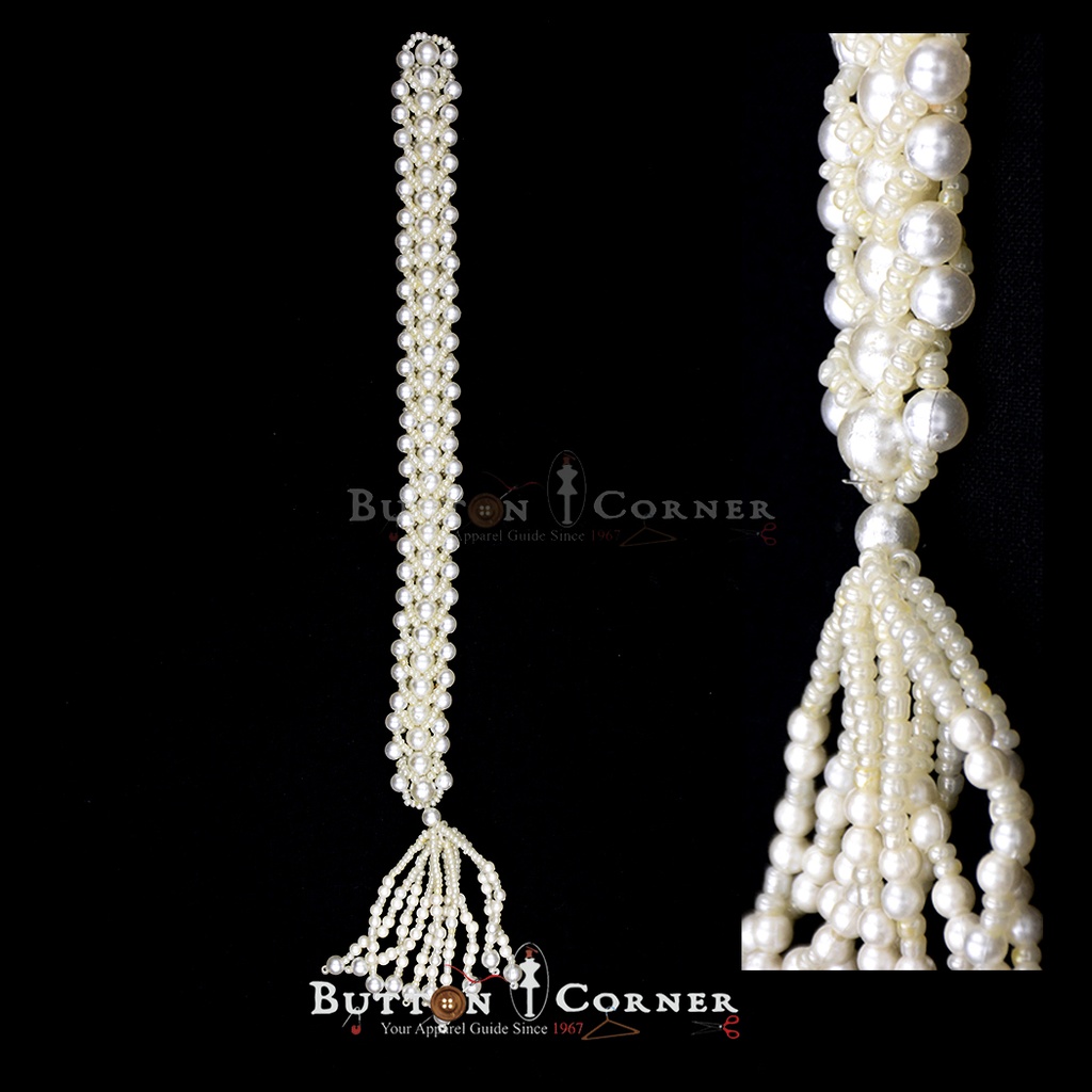 Button Patti In Pearls & Beads 