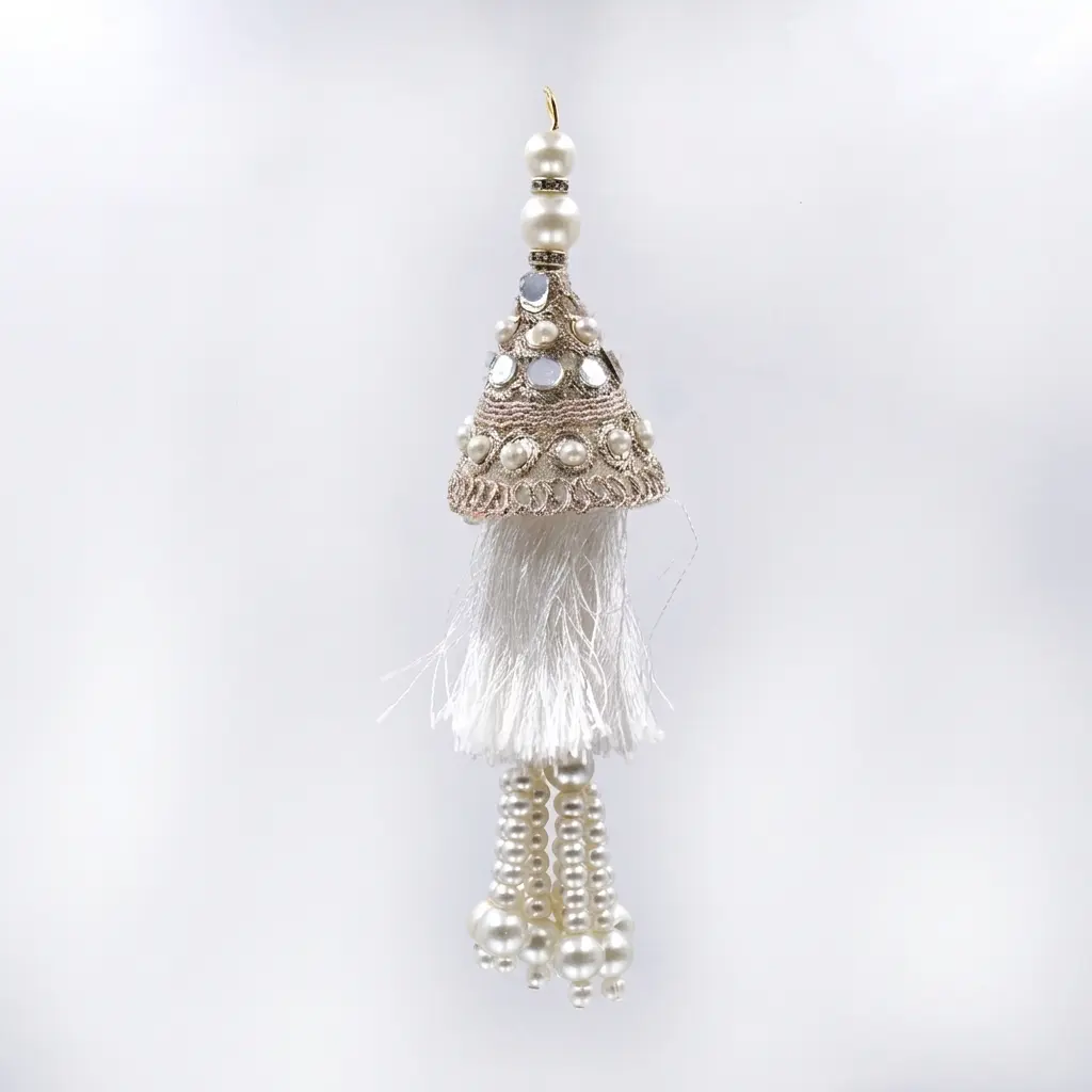Embroidery Thread Cap Design Mirror Pearl Tassel
