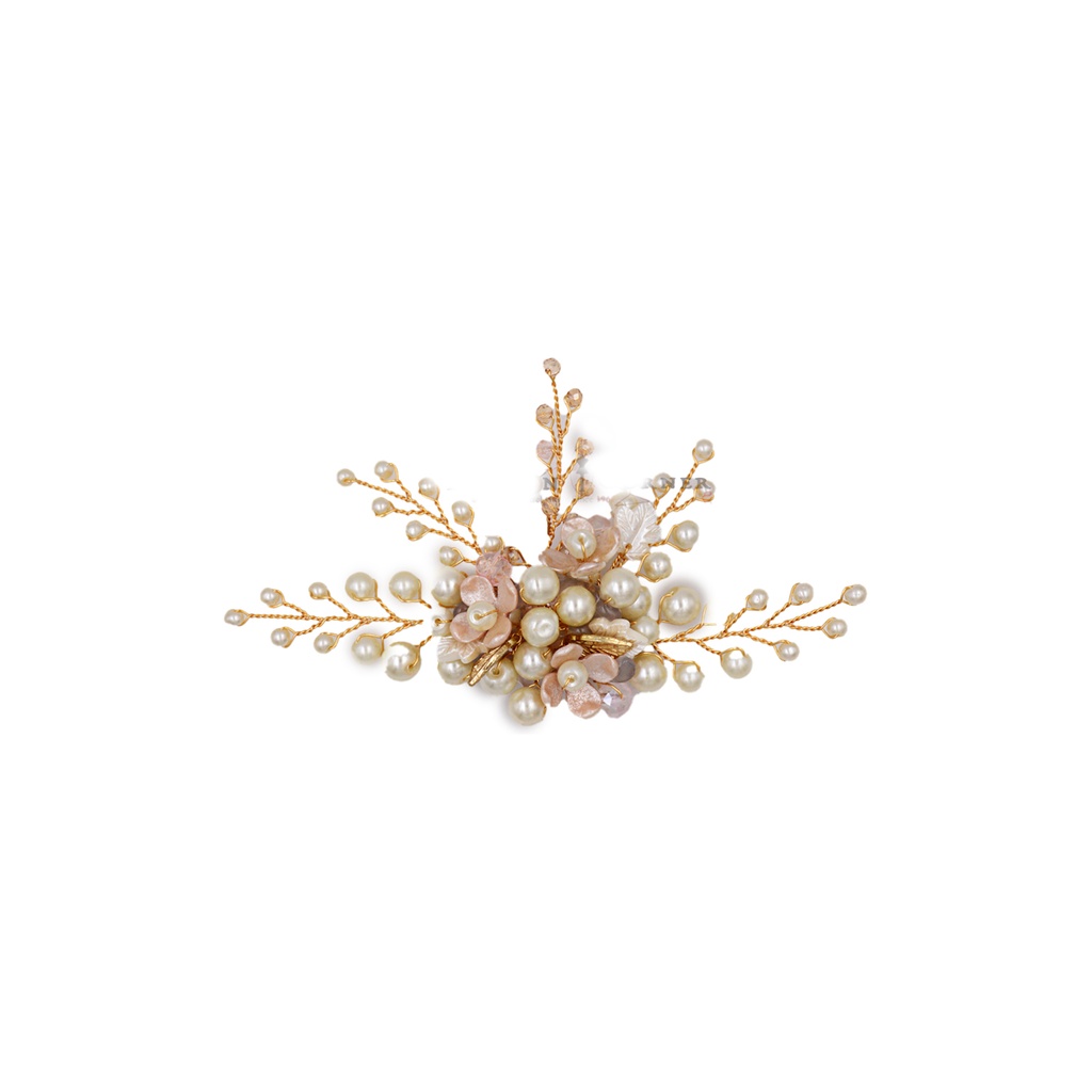 Elegant Handcrafted Pearl & Crystal Floral Meenakaar Brooch