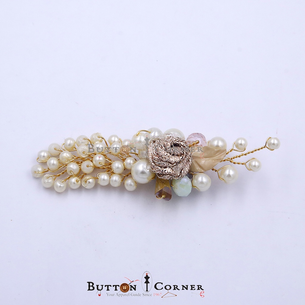 Handmade Pearl & Crystal Flower Button