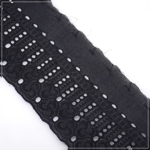 [MYB647-BLACK] Cotton One Side Border Lace