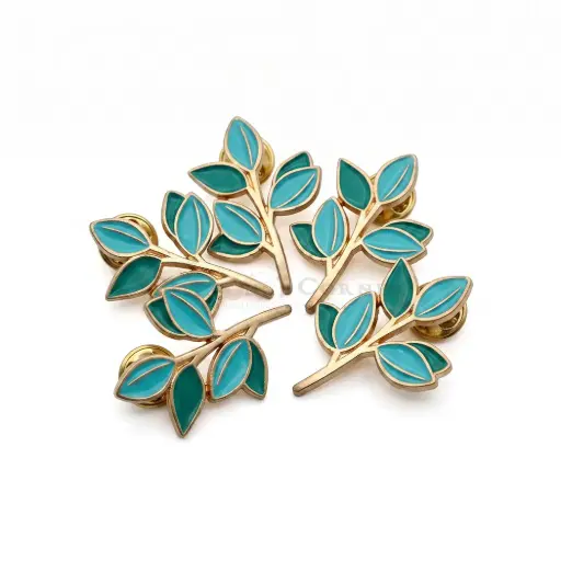 [SB19-667] Elegant Leaf Branch Enamel Lapel Pin