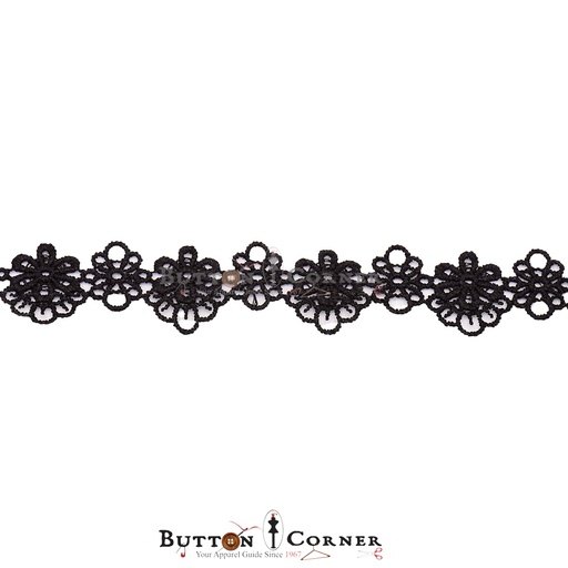 [KL07-2 BLACK] Shuttle Applique Lace