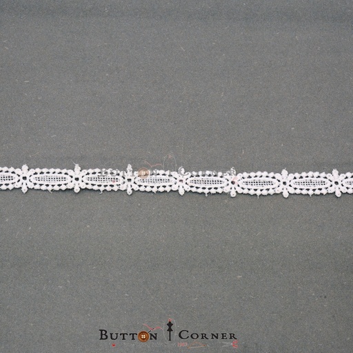[D6422 WHITE] Double Side Border Shuttle Lace
