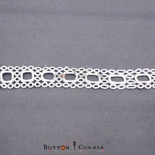 [D12235 WHITE] Double Side Border Shuttle Lace