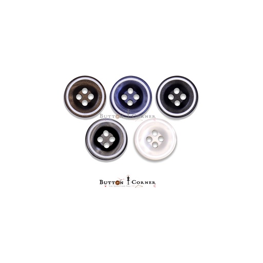 Polyester Rod Design 4-Hole Shirt Button with Border Outline