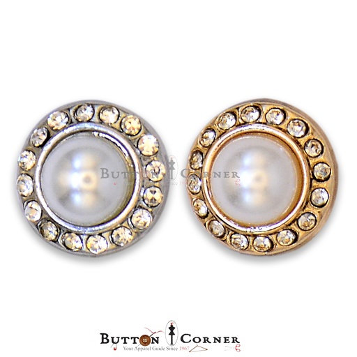 Stones Border Center Pearl Fancy Button