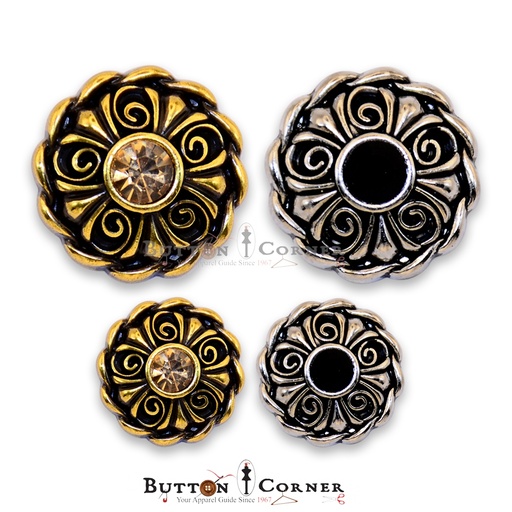 Border Design Center Stone Button